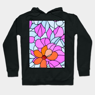 Pink and White Orchid Flower Abstract Art - Stained Glass Hoodie